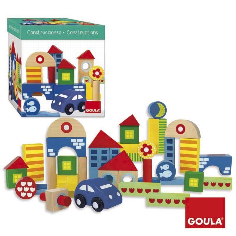 Goula 40粒幾何積木與紅色小車